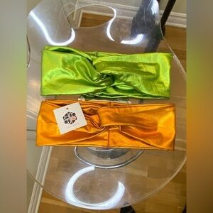 🆕Ruti Horn hairturban/ metallic colors electric  green & rust 💚🧡